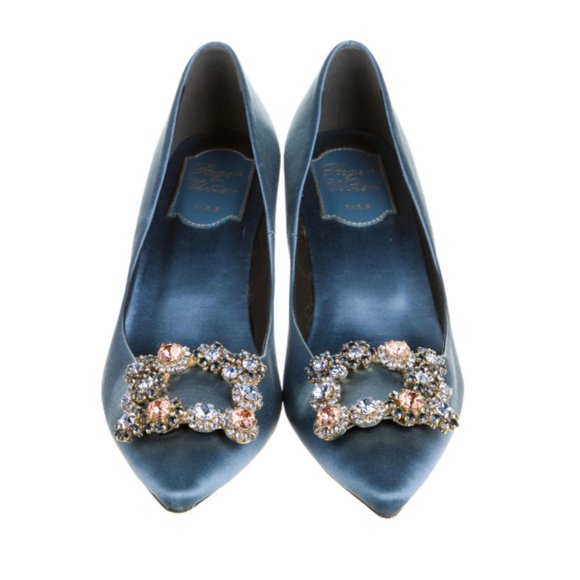Roger Vivier Crystal Embellishments Pumps Blue 39 - Picture 4 of 5
